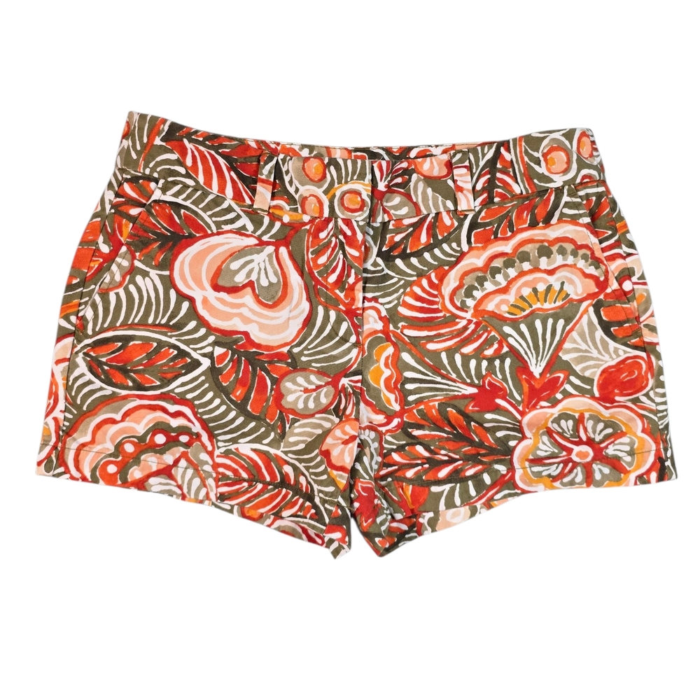 Loft Olive Green & Floral Print Women Shorts Sz 2